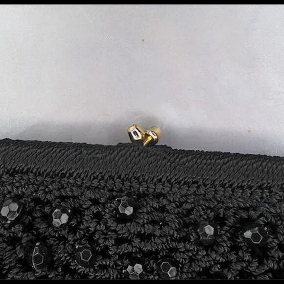 Vintage 50s Black Walborg Beaded Clutch, RARE Mini Purse – Italy - Picture 4 of 14